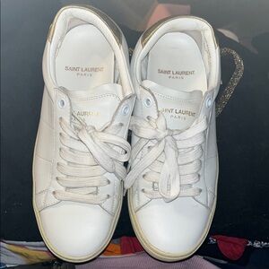 Saint Laurent Women's Sneakers in White and Gold